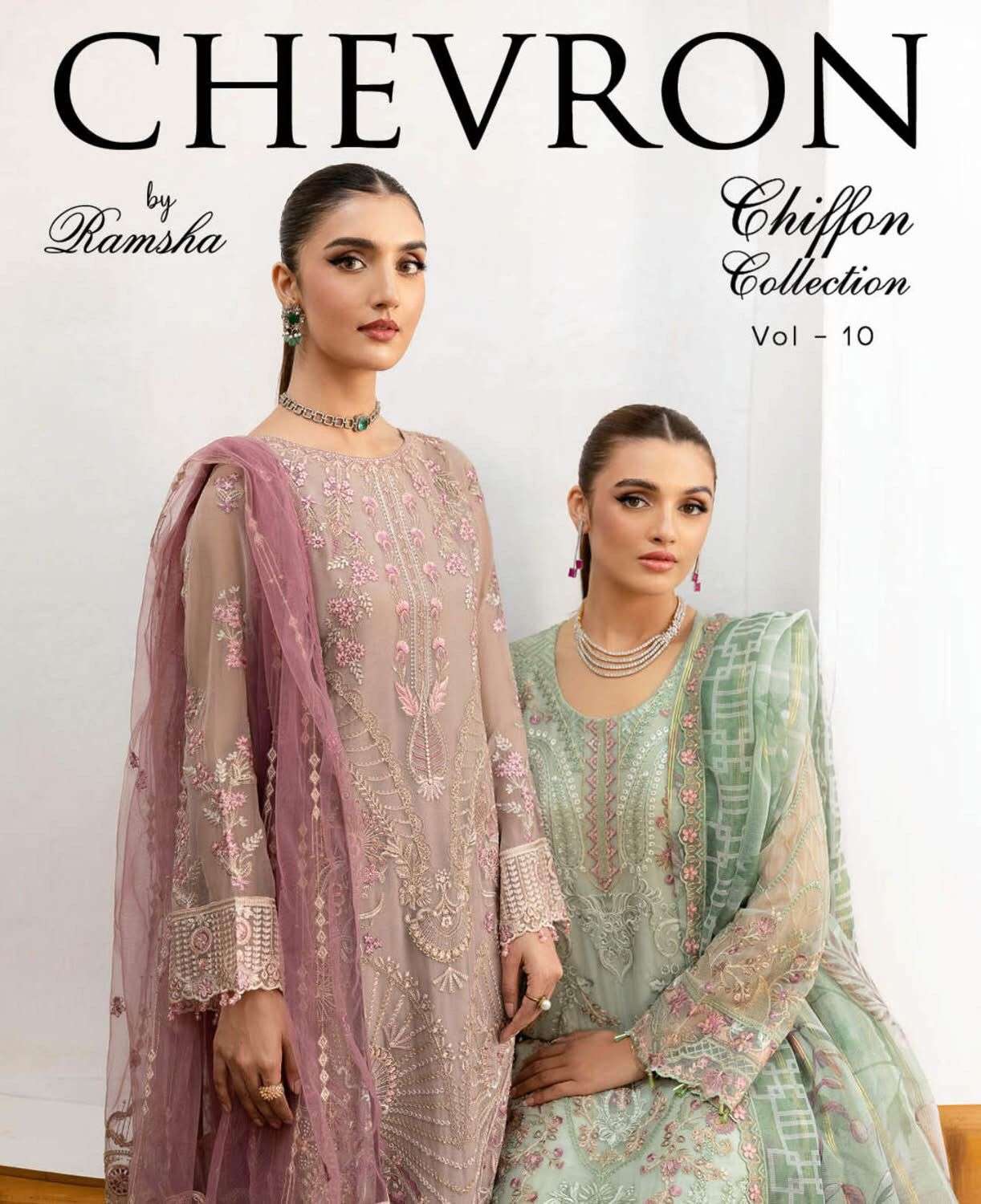 Chevron Luxury Embroidered Chiffon Collection 2025 Vol 10 by Ramsha
